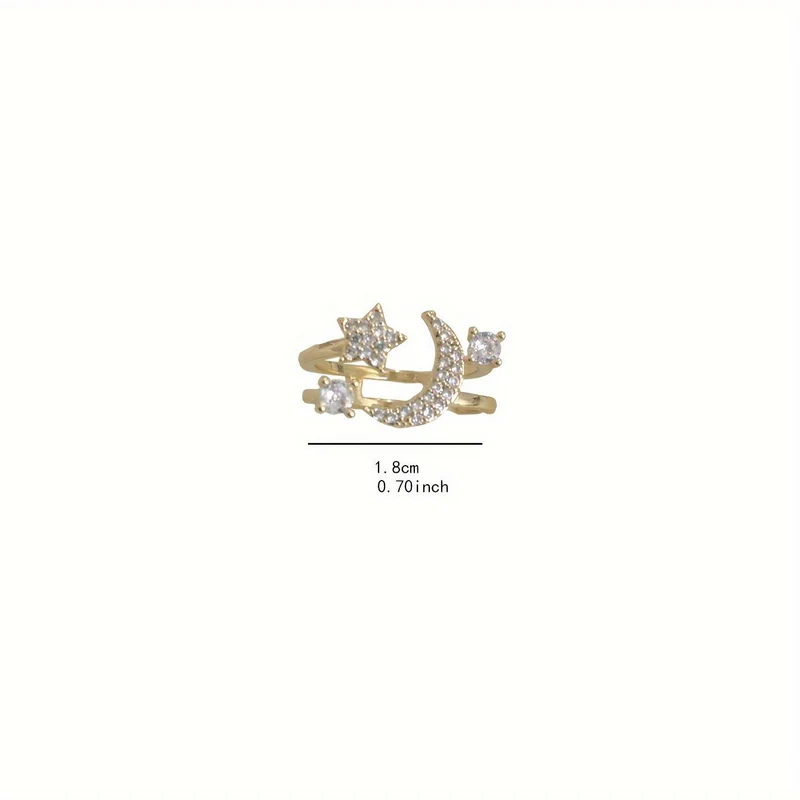 Chic Star Moon Rhinestone Ring - Image 5