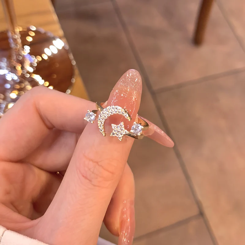 Chic Star Moon Rhinestone Ring - Image 3