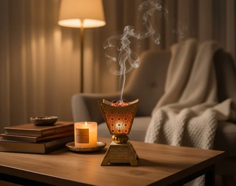 Gold Decorative Incense Burner with Cutwork Design
