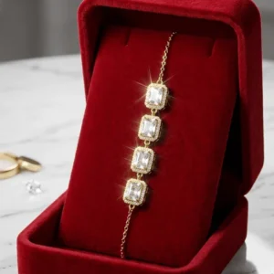 Square Crystal Link Adjustable Bracelet